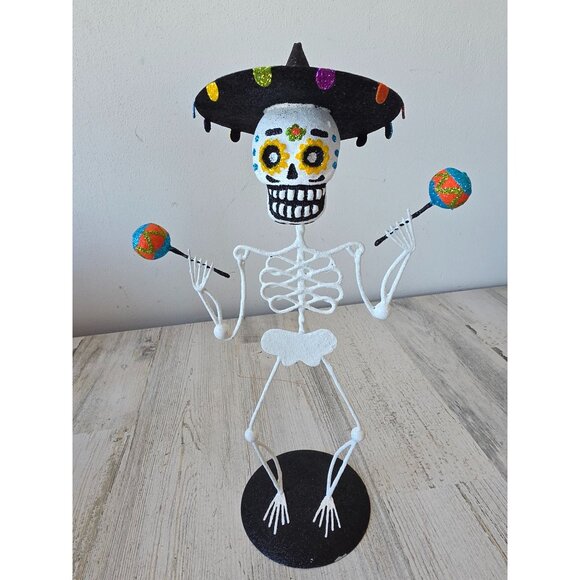 Pier 1 glitter skeleton Day Dead Halloween mariachi band metal sparkle - Picture 1 of 12